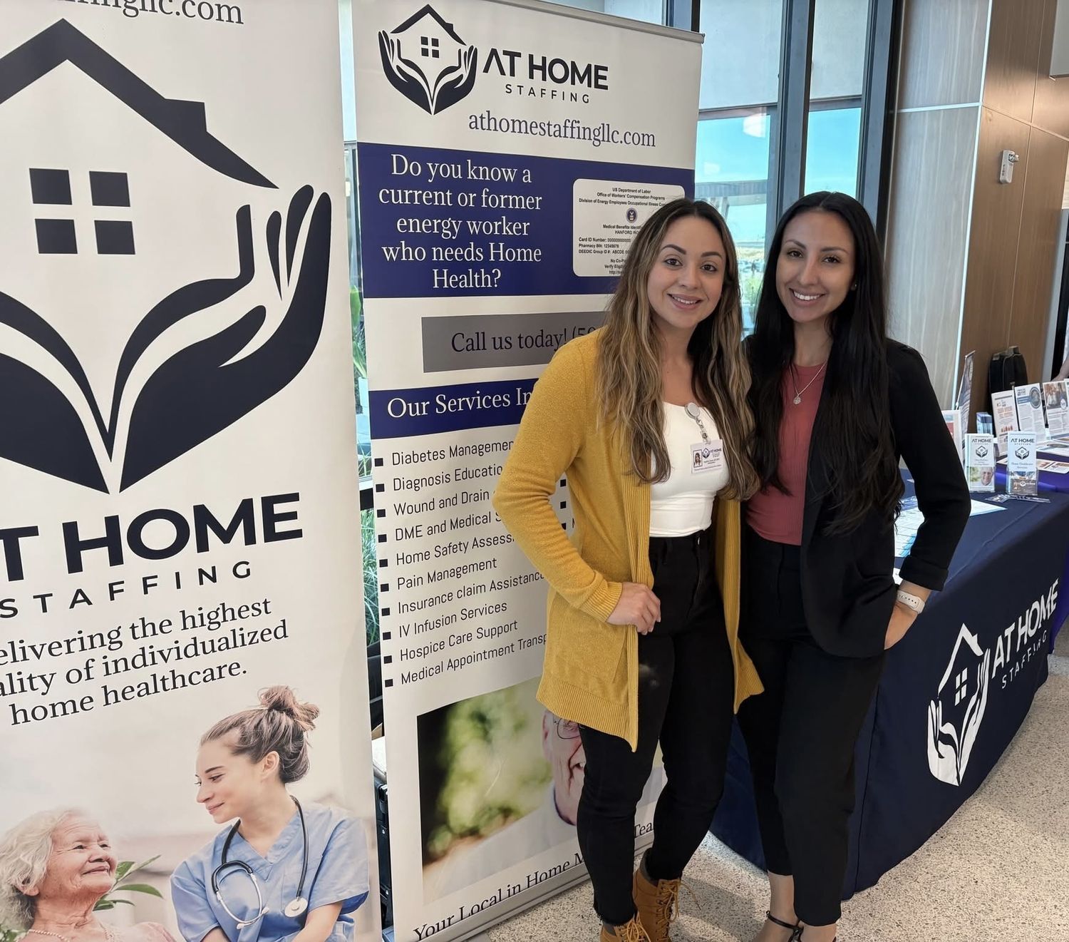 The nurse owners of At Home Staffing at a community outreach event